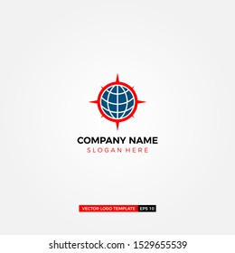 simple compass vector logo design illustration creative template