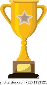 simple competition trophy. Gold cup trophy icon symbol in flat style