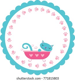 Simple composition with a blue cat in the bath