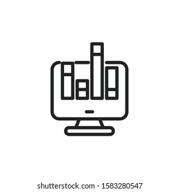 Simple computer analytics line icon. Stroke pictogram. Vector illustration isolated on a white background. Premium quality symbol. Vector sign for mobile app and web sites.