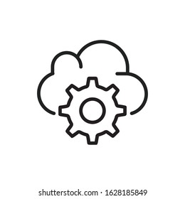 Simple computer cloud line icon. Stroke pictogram. Vector illustration isolated on a white background. Premium quality symbol. Vector sign for mobile app and web sites.