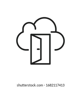 Simple computer cloud line icon. Stroke pictogram. Vector illustration isolated on a white background. Premium quality symbol. Vector sign for mobile app and web sites.