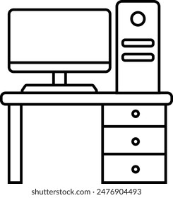 simple computer desk back to school icon