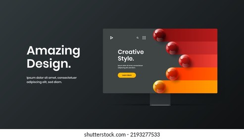 Simple computer display mockup landing page template. Abstract web banner vector design illustration.