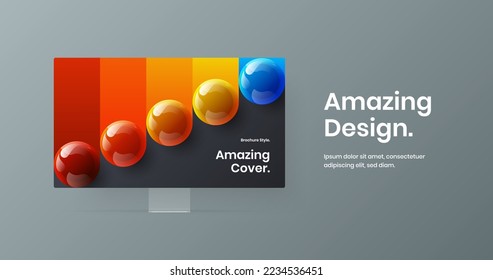 Simple computer display mockup site template. Premium web project vector design concept.