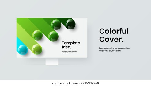 Simple computer display mockup site template. Premium web project vector design layout.