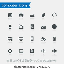 Simple computer icons with reflections