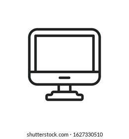 Simple computer line icon. Stroke pictogram. Vector illustration isolated on a white background. Premium quality symbol. Vector sign for mobile app and web sites.
