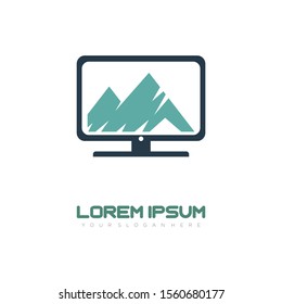 Simple computer logo design vector
