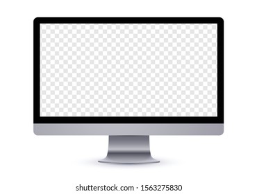 Simple computer mockup with blank checkered transparent screen.  Vector illustration.