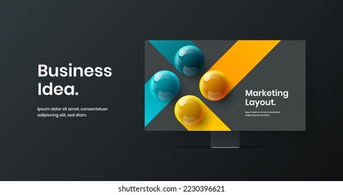 Simple computer monitor mockup presentation template. Abstract site vector design illustration.