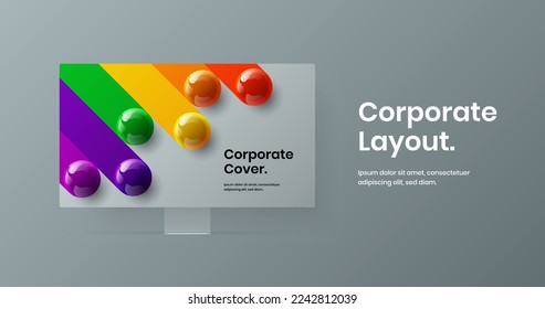 Simple computer monitor mockup site layout. Creative web banner vector design template.