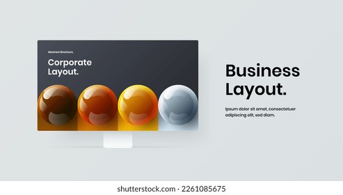 Simple computer monitor mockup website screen concept. Colorful landing page design vector illustration.