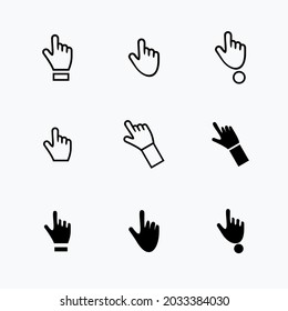 Simple computer mouse click cursor, black arrow icon set in flat style vector