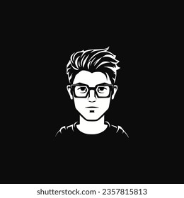 simple computer nerd face guy cute logo vector illustration template design