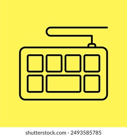 simple computer or pc keyboard icon, line vector isolated on yellow background. trendy and modern design