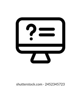 Simple Computer with Question Mark icon. The icon can be used for websites, print templates, presentation templates, illustrations, etc