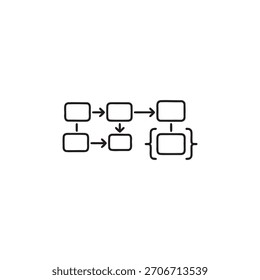 Diagrama simple de diagrama de flujo de ciencias de la computación Ilustración vectorial mínima en blanco y negro
