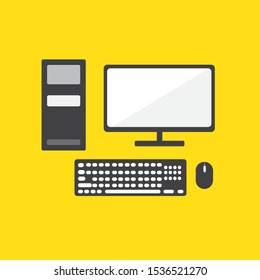 Simple Computer Sets (CPU, Monitor, Keyboard, and Mouse)