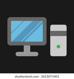 Simple computer vector in flat style. Minimalist and modern illustration design.
