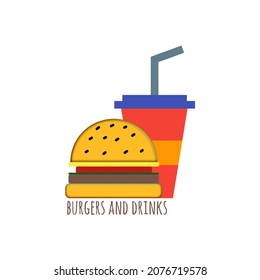 simple concept burgers and drinks vector illustration