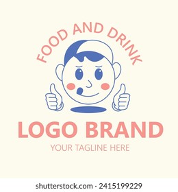 concepto simple personaje logotipo de alimentos adecuado para empresas y tiendas