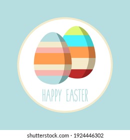 simple concept creative holiday card. artistic painted egg graphic flat design icon. modern striped cute colorful print graphic. vector cartoon background texture. happy easter isolated illustration