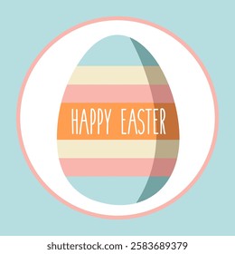 simple concept creative holiday card. artistic painted egg graphic flat design icon. modern striped cute colorful print graphic. vector cartoon background texture. happy easter isolated illustration