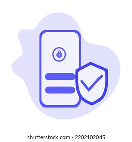 simple concept of data security on smarthphone, vector  illustration of mobile security