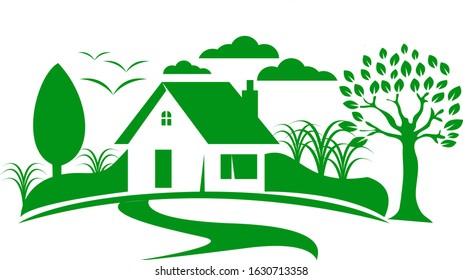 simple concept of house to go green 