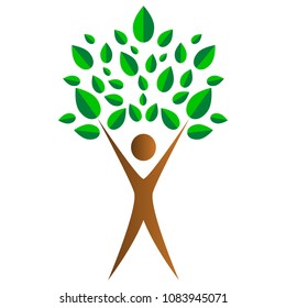 A simple concept of human success in the form of a tree vector illustration isolated on white