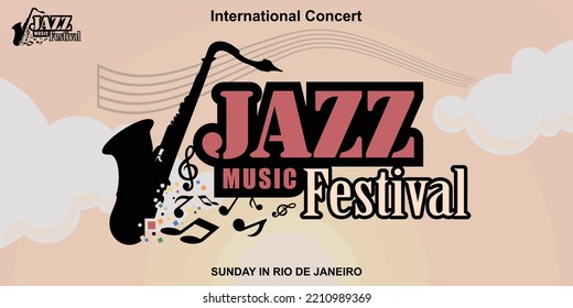 Simple concept illustration of a jazz concert event with soft colors suitable for a banner or background for the biggest jazz concert event