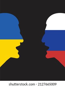 A simple concept illustration of tense relations between Ukraine and Russia which may lead to a war involving the nato countries and the USA