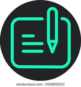 simple concept notes icon on black background