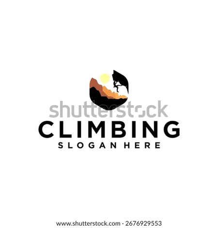 Simple concept rock climbing logo template vector illustration