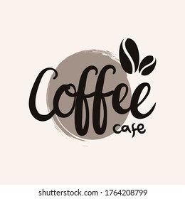 Simple Concept Vector Logo Coffe Cafe with Coffe Bean Brown Color Design Template