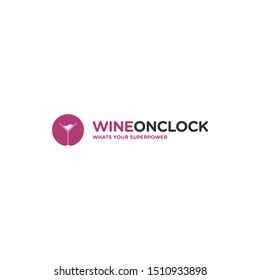 Simple concept of the wine glass symbol with a symbol of time, time with friends to drink.