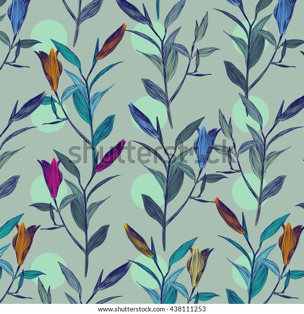 Simple Concise Texture Buds Lilies Cool Stock Vector Royalty Free