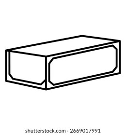 A simple concrete block icon isolated on white background. The design features clean lines and a minimalist style, perfect for representing construction and building.
