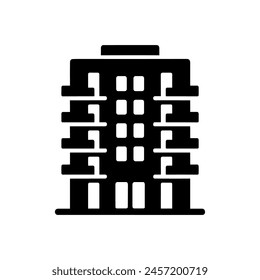 Vector de iconos de condominio simple con estilo monocromo aislado sobre fondo blanco