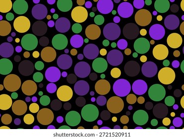Einfacher Konfetti-Hintergrund. Mardi gras Farben nahtloses Muster. Vektorgrafik. Helles abstraktes Punktmardi-Grasmuster