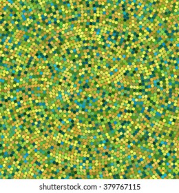 Simple confetti background, vector illustration. Pattern with mixed small spots. Green, yellow colors. 
