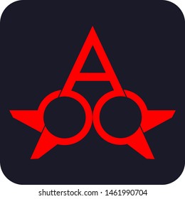 Simple configuration of scissor and letter A logo in red.