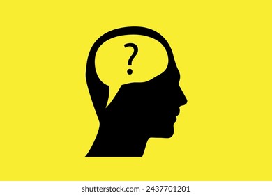Simple confused man head icon vector background.