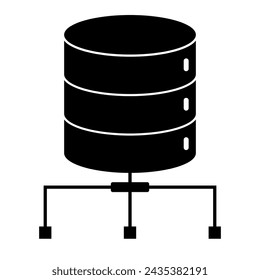 Simple connected server silhouette icon. Vector.