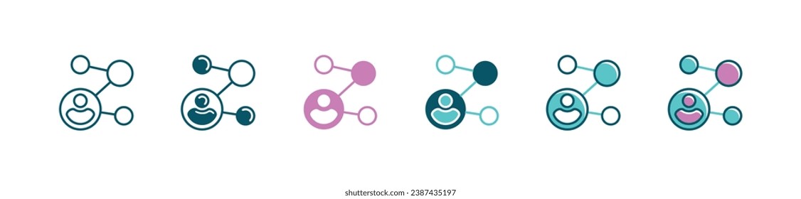 simple connection network global community icon vector circle business center social link hub distribution element symbol illustration for web and app