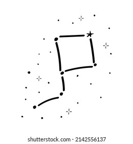 Simple constellation icon, hand-drawn element sketch in doodle style. Space. Constellation bear. Solar system. Isolated vector illustration.