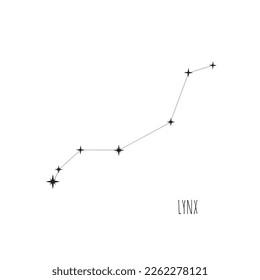 Simple constellation scheme Lynx. Doodle, sketch, drawn style. Constellation Lynx scheme collection. Stars on white background