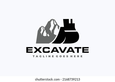 simple construction excavator rock logo