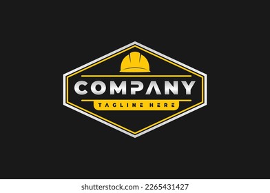 simple construction helmet emblem logo